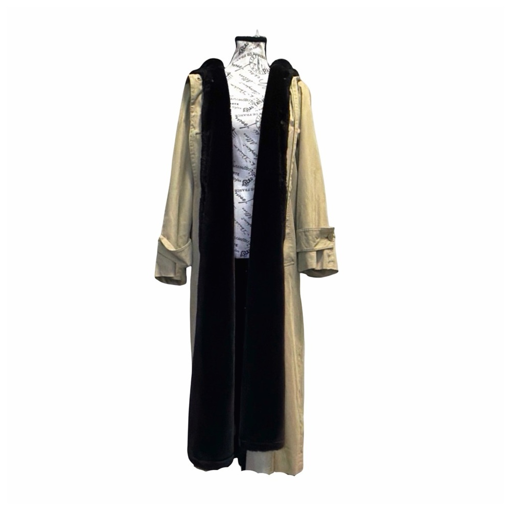 Carol Cohen Collectibles Hooded Long Coat | Faux Fur Lined | Trench Beige
